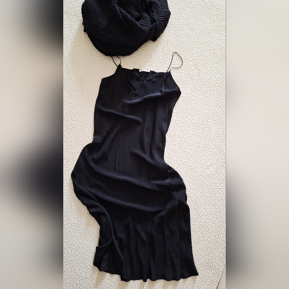 THE ROW Cutro Open Knit Silk Sleeveless Maxi Dress Midnight Blue M Org $2,550 - Picture 11 of 16